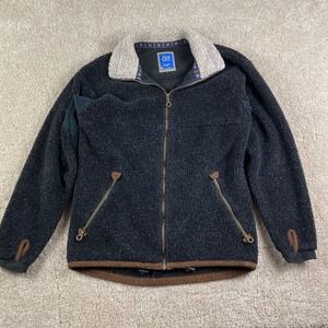 Alf Wear Vintage Sherpa Fleece Jacket Black Made in USA Mens Small Gorpcore 90s